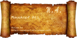 Mauskopf Ali névjegykártya